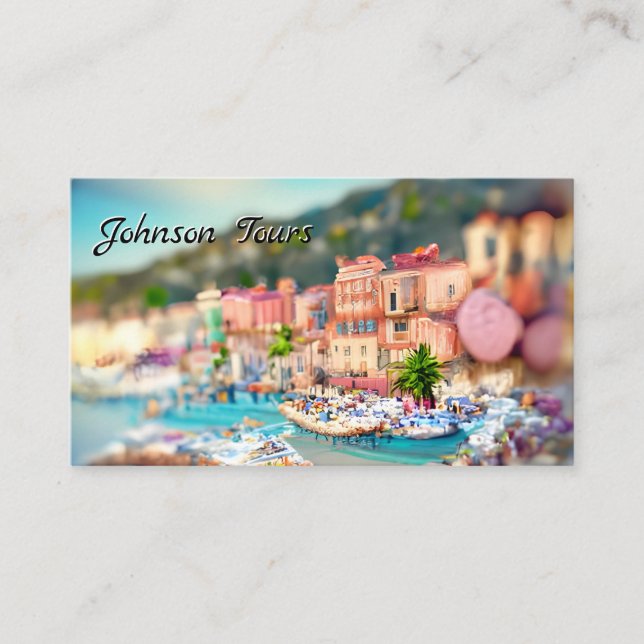 Carte De Visite Nice France Paysage Rose Turquoise Europe Voyage (Devant)