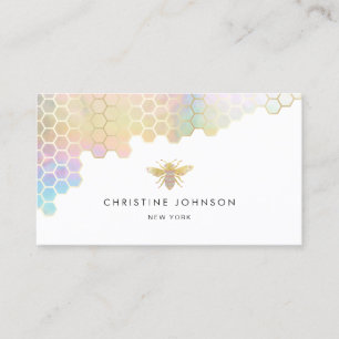 Carte De Visite nid d'abeille et faux logo bijou en feuille d'or