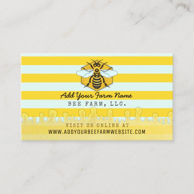 Carte De Visite Nid d'abeilles d'abeilles de la ferme | d'abeille (Devant)