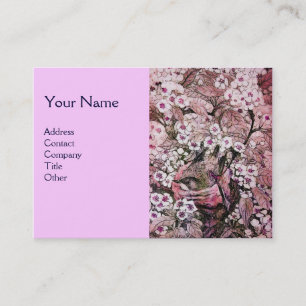 Carte De Visite NID D'OISEAU, monogramme, rose rouge blanc