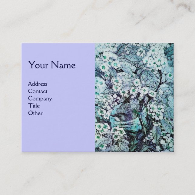 Carte De Visite NID OISEAU, monogramme, bleu blanc (Devant)