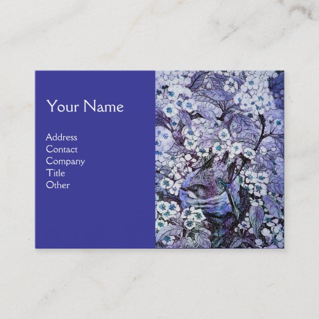 Carte De Visite NID OISEAU, monogramme, bleu blanc (Devant)