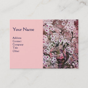 Carte De Visite NID OISEAU, monogramme, rouge rose blanc