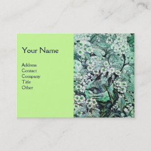 Carte De Visite NID OISEAU, monogramme, vert blanc