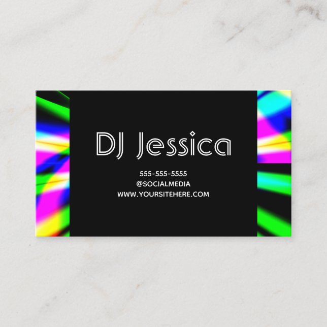 Carte De Visite Night Club Abstrait Neon Lights DJ (Devant)