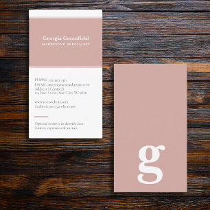 Carte De Visite N'importe quelle lettre, Simple Deluxe rose pâle