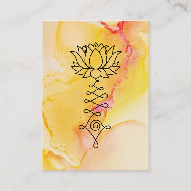 Carte De Visite Nirvana curatif jaune-orange de yoga de Lotus (Devant)