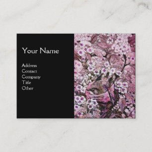 Carte De Visite NIVEAU D'OISEAU, monogramme, rouge rose blanc noir