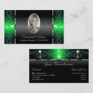 Carte De Visite Noble bijoux en crampon noir et vert avec photo