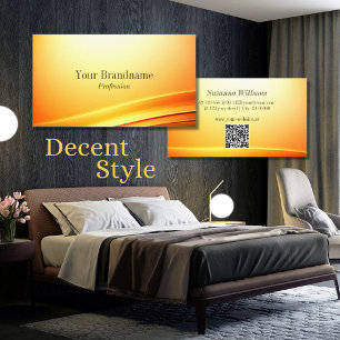 Carte De Visite Noble Chimmery Orange Décor Courbé avec Code QR