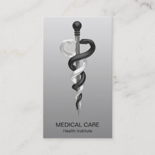 Carte De Visite Noble Classy Médicale Élégant Noir Blanc Asclepius