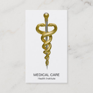 Carte De Visite Noble Classy Médicale Élégant Or Argent Asclepius