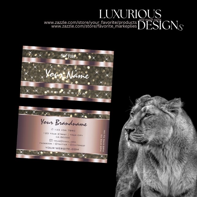 Carte De Visite Noble Parties scintillant or Étoiles Étoiles Rose  (Créateur téléchargé)