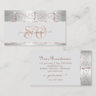 Carte De Visite Noble Rose Argent Ornate Diamètre d'étincelles Mon