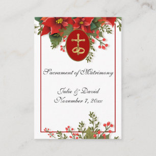 Carte De Visite Noël catholique Pointsettia mariage Faveur 