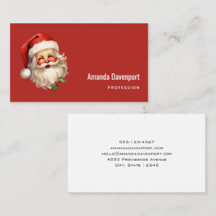 Carte De Visite Noël de style rétro Holly Jolly Santa Claus