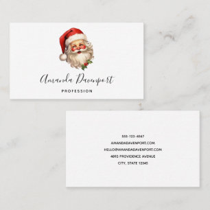 Carte De Visite Noël de style rétro Holly Jolly Santa Claus
