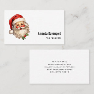 Carte De Visite Noël de style rétro Holly Jolly Santa Claus
