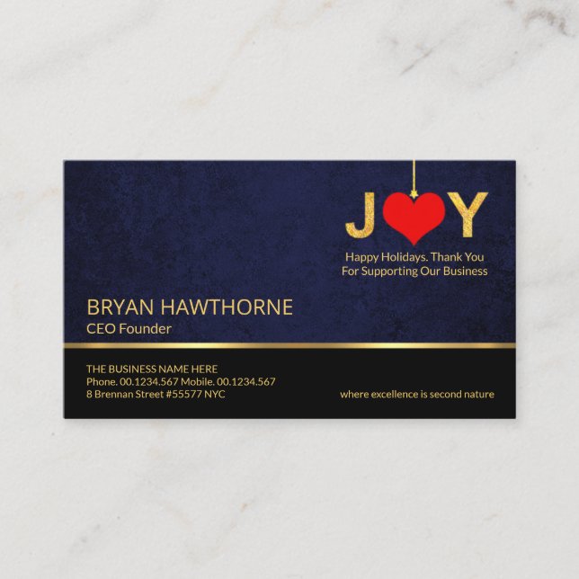 Carte De Visite Noël Joyeux Fêtes Salutations PDG Entrepreneur (Devant)