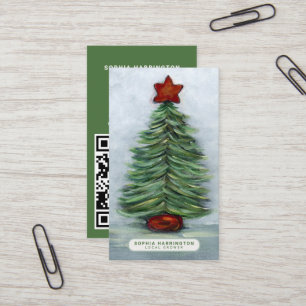Carte De Visite Noël personnalisé QR Code Vacances numérisées