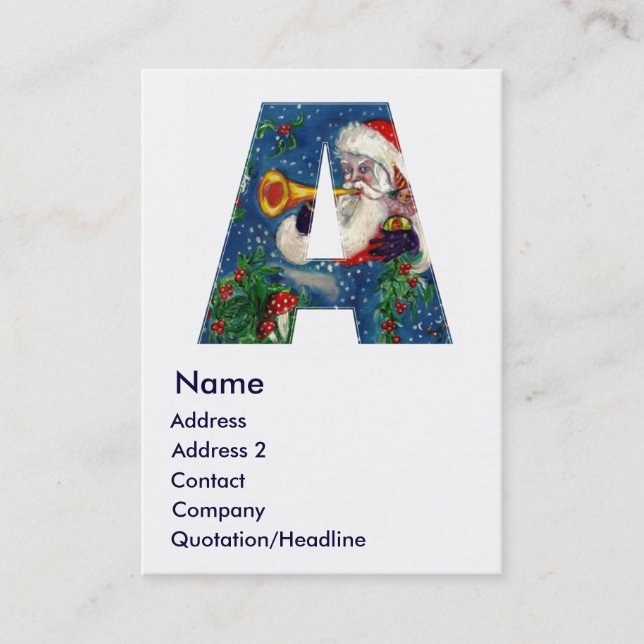 CARTE DE VISITE NOËL UNE LETTRE / PÈRE NOËL BUGLER MONOGRAM (Devant)