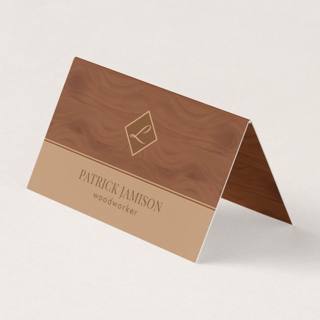 Carte De Visite Noeud Brown en bois avec logo (Devant)
