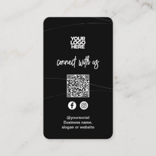 Carte De Visite Noir Abstrait   Social Media QR Code