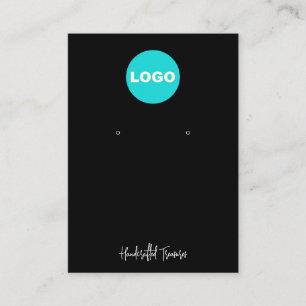 Carte De Visite Noir Ajouter Logo Signature Script d'oreille Bijou
