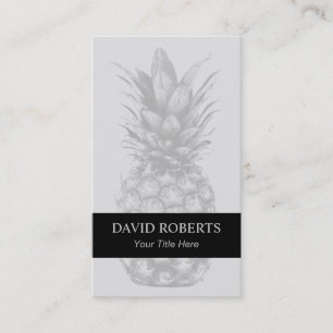 Carte De Visite Noir argenté élégant d'ananas tropical barré