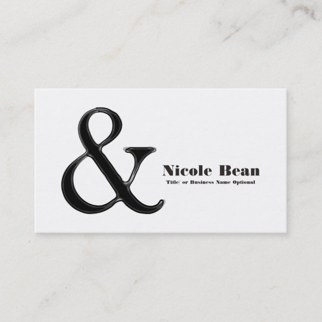 Carte De Visite Noir & Blanc Ampersand Chic Moderne Personnalisé (Devant)