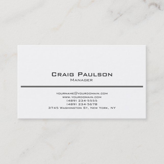 Carte de visite noir blanc clair contemporain (Devant)