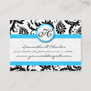 Carte De Visite Noir & Blanc Damask Bright Aqua Trim No Doses
