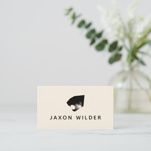 Carte De Visite Noir Blanc Fumée Nuage Jaguar Minimal Rustique (Debout devant)