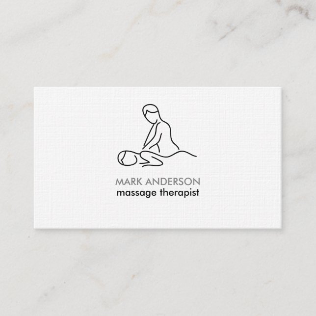 Carte De Visite Noir Blanc Gris Massage Spa Masseuse (Devant)
