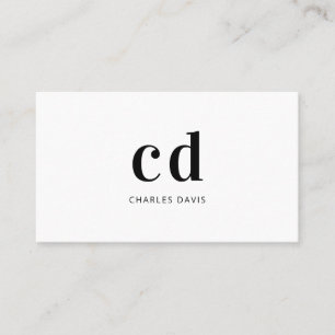 Carte De Visite Noir blanc initiales monogramme minimaliste