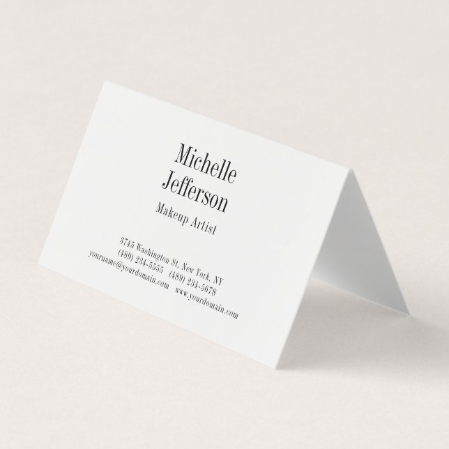 Carte De Visite Noir & blanc minimaliste Plain moderne (Devant)