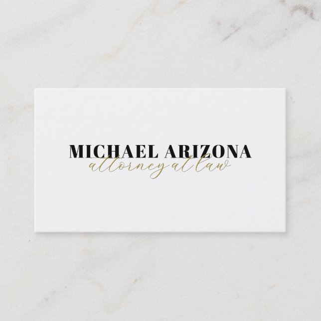 Carte De Visite Noir & Blanc Minimaliste Simple Plaque (Devant)