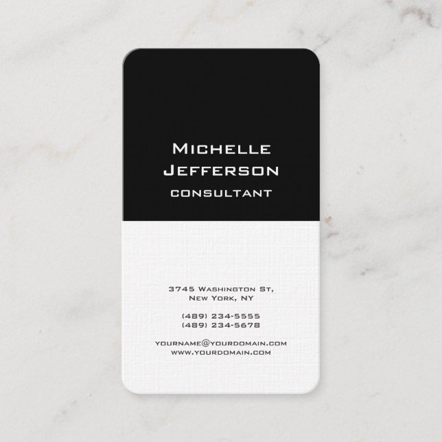 Carte De Visite Noir & Blanc Moderne Design tendance Professionnel (Devant)