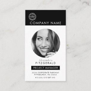 Carte De Visite Noir Blanc   Photo moderne noir blanc QR Code