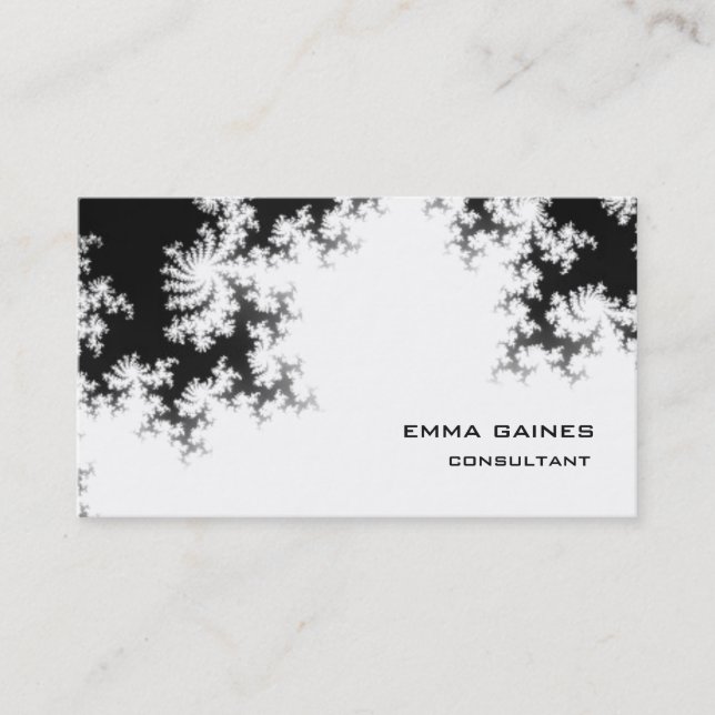 Carte De Visite Noir Blanc Professionnel Floral Motif tendance (Devant)