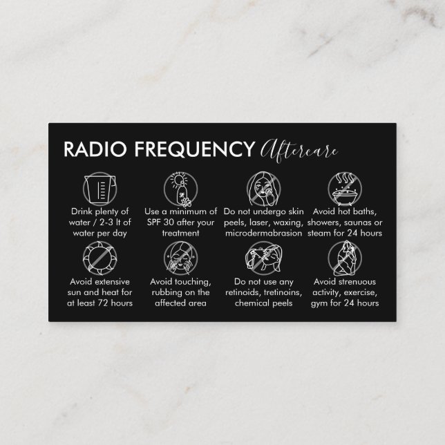 Carte De Visite Noir Blanc Radio Fréquence Peau Serrer les soins p (Dos)