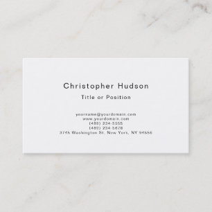 Carte De Visite Noir & Blanc Simple Plain Minimaliste