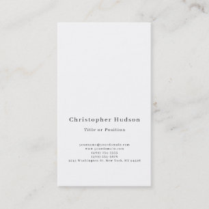 Carte De Visite Noir & Blanc Simple Plain Minimaliste