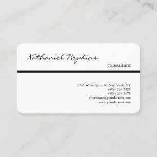 Carte De Visite Noir Blanc tendance écriture manuscrite Plain mode