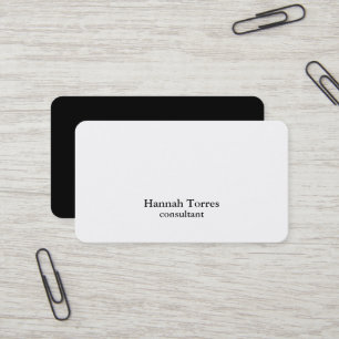Carte De Visite Noir & Blanc tendance Plaine Créative Moderne