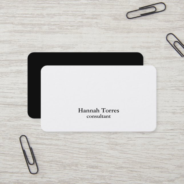 Carte De Visite Noir & Blanc tendance Plaine Créative Moderne (Devant/Arrière en situation)