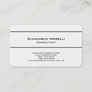 Carte De Visite Noir & Blanc Tendance Plaine Stylish Simple