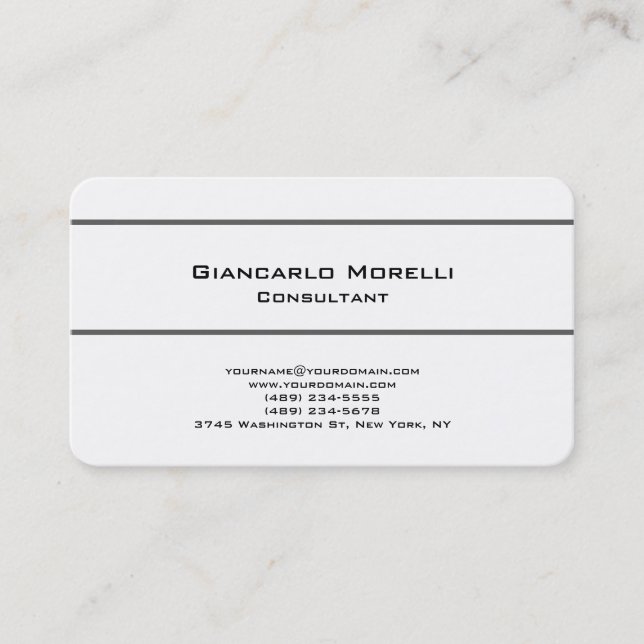Carte De Visite Noir & Blanc Tendance Plaine Stylish Simple (Devant)