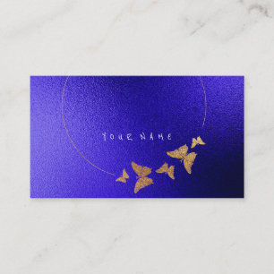 Carte De Visite Noir bleu de papillon de cobalt de cercle d'or