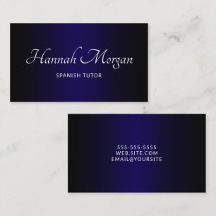 Carte De Visite Noir bleu foncé Ombre élégant Script
